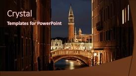  Presentation with historical buildings - Amazing PPT layouts having venice-canal-view-at-night backdrop and a wine colored foreground