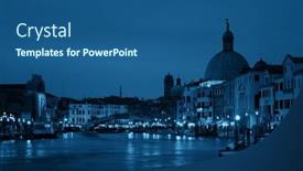  Presentation with historical buildings - PPT theme enhanced with venice-canal-view-at-night background and a ocean colored foreground