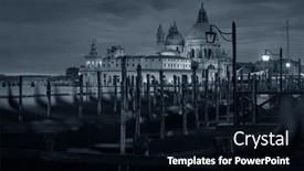 Presentation with water park - Colorful PPT layouts enhanced with venice church church santa maria della salute and gondola park at water front italy backdrop and a black colored foreground