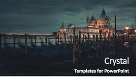  Presentation with water park - Presentation theme consisting of venice church santa maria della background and a wine colored foreground