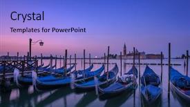  Presentation with venice - PPT layouts with venice-gondola-on-evening-time background and a cobalt blue colored foreground