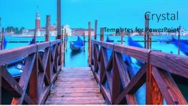  Presentation with venice - Amazing presentation theme having venice-gondola-on-evening-time backdrop and a cyan colored foreground