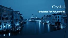 Presentation with canal - PPT theme enhanced with venice-grand-canal-at-night background and a ocean colored foreground