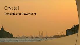  Presentation with venice - Beautiful PPT theme featuring venice-harbor-at-the-sunset backdrop and a yellow colored foreground