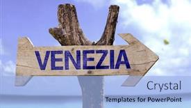  Presentation with venice - Presentation featuring venice-in-italian-wooden-sign background and a light blue colored foreground
