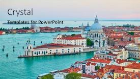  Presentation with venice - Beautiful presentation theme featuring venice-in-italy-panoramic-view backdrop and a light blue colored foreground