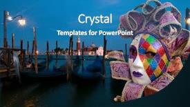  Presentation with carnival - Beautiful PPT theme featuring venice italy - carnival gondolas backdrop and a teal colored foreground