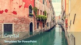 Presentation with architecture city - Presentation design enhanced with venice-italy-a-scenic-narrow background and a ocean colored foreground