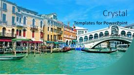  Presentation with long bridge - Amazing slide deck having venice-italy-april-11 backdrop and a cyan colored foreground