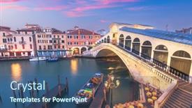  Presentation with venice - PPT theme consisting of venice-italy-at-the-rialto background and a ocean colored foreground