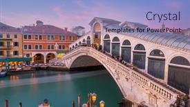  Presentation with canal - Slide deck consisting of venice-italy-at-the-rialto background and a light blue colored foreground