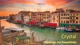  Presentation with venice - PPT theme featuring venice-italy-overlooking-boats background and a coral colored foreground