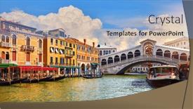  Presentation with canal - PPT theme having venice-italy-rialto-bridge background and a light blue colored foreground