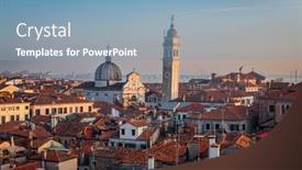  Presentation with venice - Theme featuring venice-italy-rooftop-skyline-towards background and a light blue colored foreground