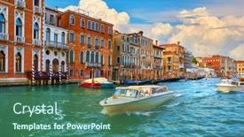  Presentation with landscape architecture - Theme consisting of venice-italy-veneto-region-motorboats background and a ocean colored foreground
