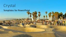  Presentation with anniversary - Presentation theme with venice-us-october-17-skatepark background and a light blue colored foreground