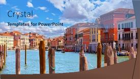  Presentation with landscape architecture - Slide set consisting of venice-veneto-region-italy-grand background and a light blue colored foreground