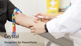  Presentation with arterial blood gas - Colorful theme enhanced with venipuncture - cropped image of doctor collecting backdrop and a  colored foreground