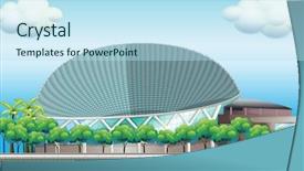  Presentation with tree sky trees green - Slide deck enhanced with venis - illustration of a stadium surrounded background and a light blue colored foreground