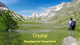  Presentation with lac - Colorful presentation enhanced with venis - male hiker enjoying the view backdrop and a tawny brown colored foreground