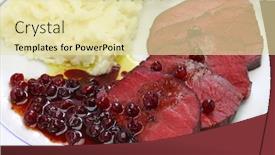  Presentation with temperature - Audience pleasing theme consisting of venison-dish-sous-vide-cooking backdrop and a soft green colored foreground