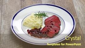  Presentation with cooking - PPT layouts featuring venison-dish-sous-vide-cooking background and a tawny brown colored foreground