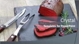  Presentation with steak - Cool new PPT theme with venison-steak-sous-vide-cooking backdrop and a gray colored foreground