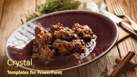  Presentation with recipe - Presentation theme enhanced with venison-stew-traditional-italian-recipe background and a  colored foreground