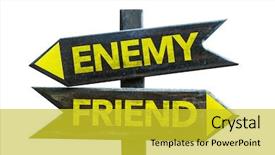 Cool new slides with Enemy - friend signpost isolated on white background 