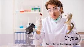  Presentation with drug poison - PPT theme having venom - male scientist extracting poison background and a lemonade colored foreground