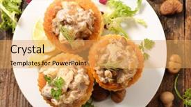  Presentation with pastry cream - Audience pleasing presentation consisting of vent - puff pastry stuffed with chicken backdrop and a yellow colored foreground