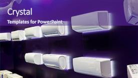  Presentation with exhibition - PPT theme featuring air conditioners exhibition sample background and a violet colored foreground