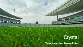  Presentation with venue - Audience pleasing slides consisting of venue football - big stadium shot from ground backdrop and a forest green colored foreground