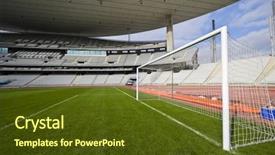  Presentation with venue - Presentation theme having venue football - empty stadium and the goal background and a tawny brown colored foreground