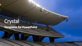  Presentation with venue - PPT theme enhanced with venue football - empty stadium with lights background and a tawny brown colored foreground