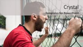  Presentation with stadium - Amazing presentation theme having venue football - soccer fan watching a match backdrop and a light gray colored foreground