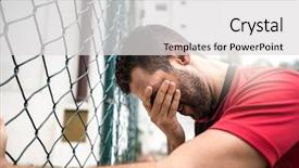  Presentation with venue - PPT theme consisting of venue football - soccer fan watching a match background and a  colored foreground