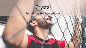  Presentation with stadium - Presentation theme with venue football - soccer fan watching a match background and a lemonade colored foreground