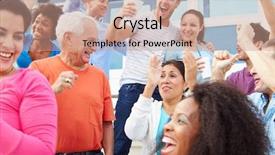  Presentation with sports event - Audience pleasing slide set consisting of venue football - spectators cheering at outdoor sports backdrop and a coral colored foreground