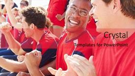  Presentation with sports event - Slide deck consisting of venue football - spectators in team colors watching background and a  colored foreground