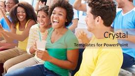  Presentation with sports event - Audience pleasing PPT layouts consisting of venue football - spectators in team colors watching backdrop and a  colored foreground