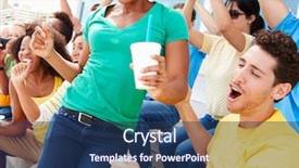  Presentation with venue - Colorful slide deck enhanced with venue football - sports spectators in team colors backdrop and a ocean colored foreground