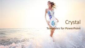  Presentation with fun and smile - PPT layouts featuring venus - young smiling woman having fun background and a cream colored foreground