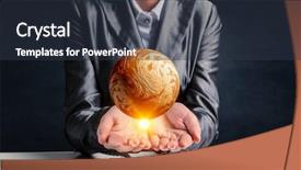  Presentation with planet venus - Beautiful slide deck featuring venus planet in hand backdrop and a tawny brown colored foreground