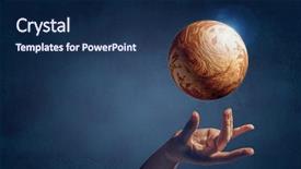  Presentation with planet venus - Slide deck consisting of venus planet in hand background and a navy blue colored foreground