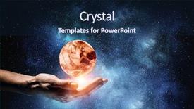  Presentation with venus - PPT theme featuring venus planet in hand background and a navy blue colored foreground