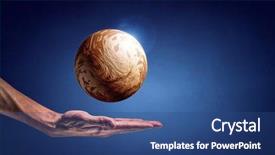  Presentation with venus - PPT theme having venus planet in hand background and a ocean colored foreground