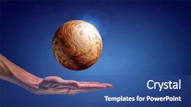  Presentation with planet venus - Slide set consisting of venus planet in hand background and a ocean colored foreground