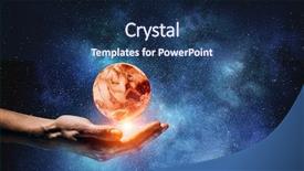  Presentation with planet venus - Slide set with venus planet in hand background and a navy blue colored foreground