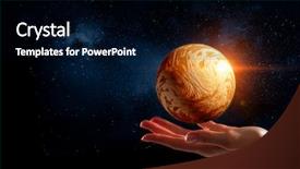  Presentation with planet venus - Cool new presentation theme with venus planet in hand backdrop and a black colored foreground